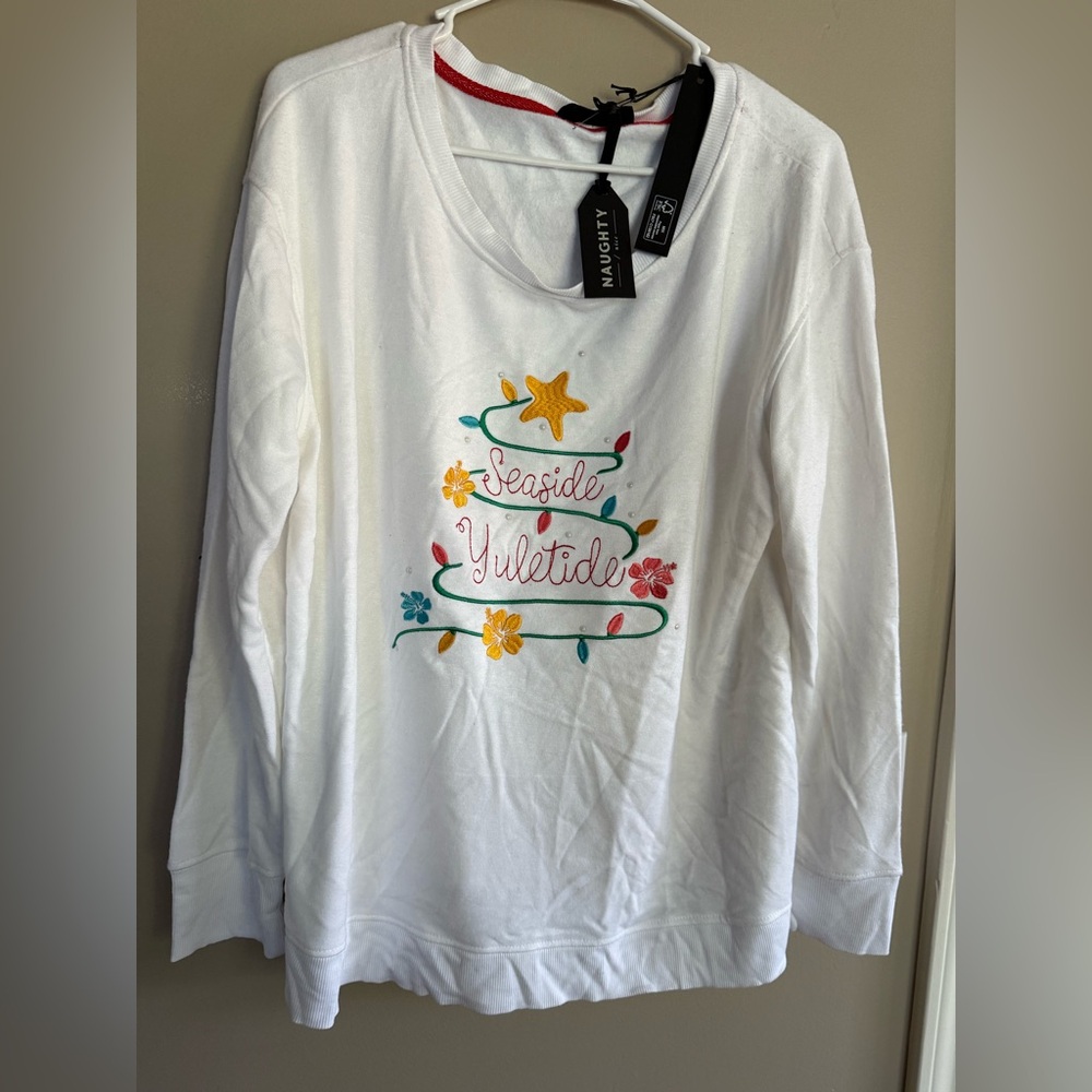 NWT Jane & Delaney Seaside Yuletide Sweatshirt Top  Size L